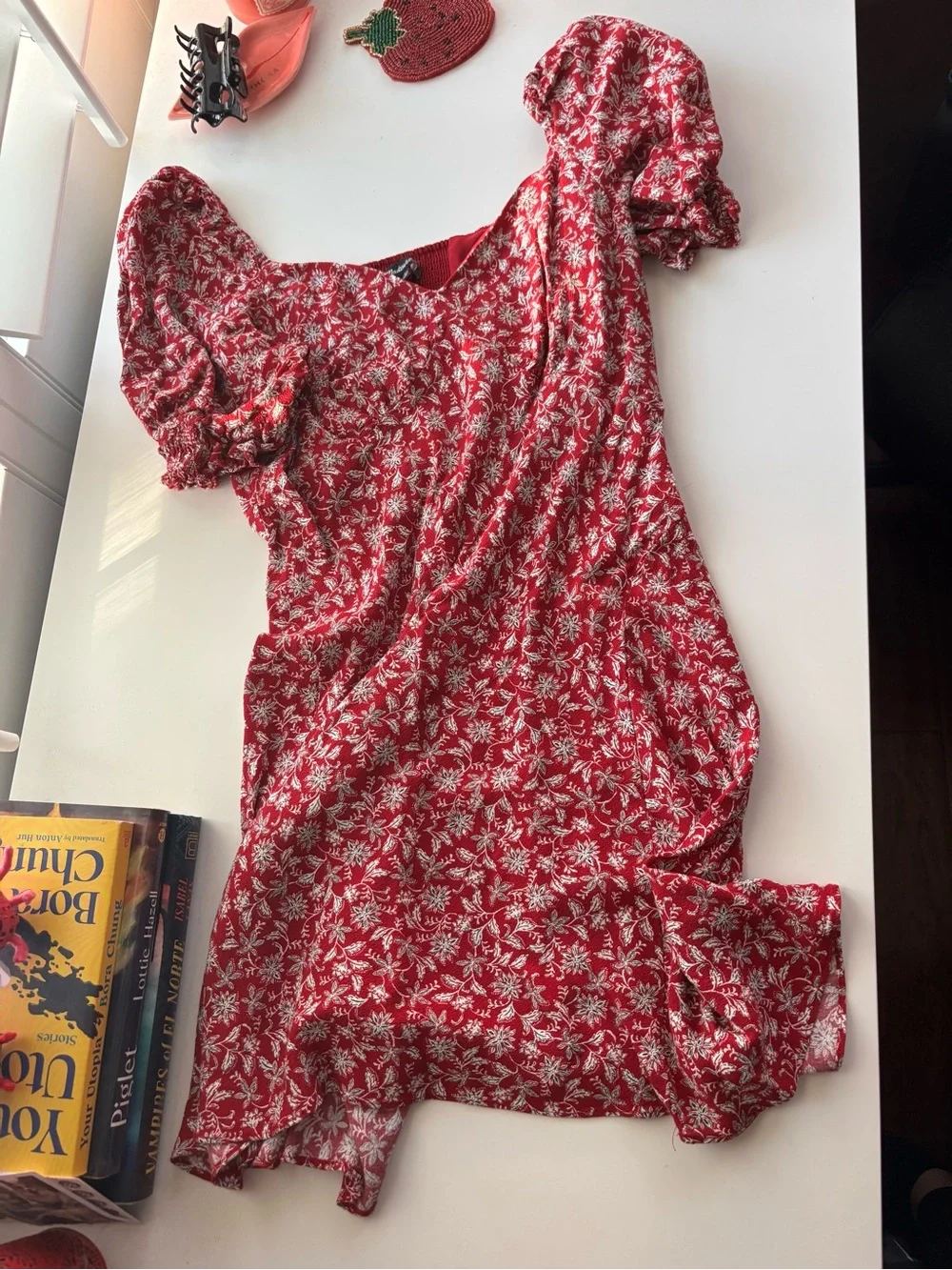Madewell Puff-Sleeve Mini Dress in Floral Sz 6 - Picture 6 of 9
